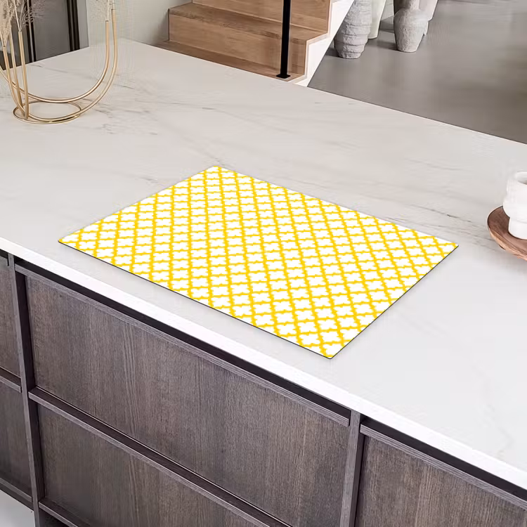Patroon - Geometrisch - Klassiek - Geel Inductie beschermer vinyl 3mm klein 276 -sfeer8