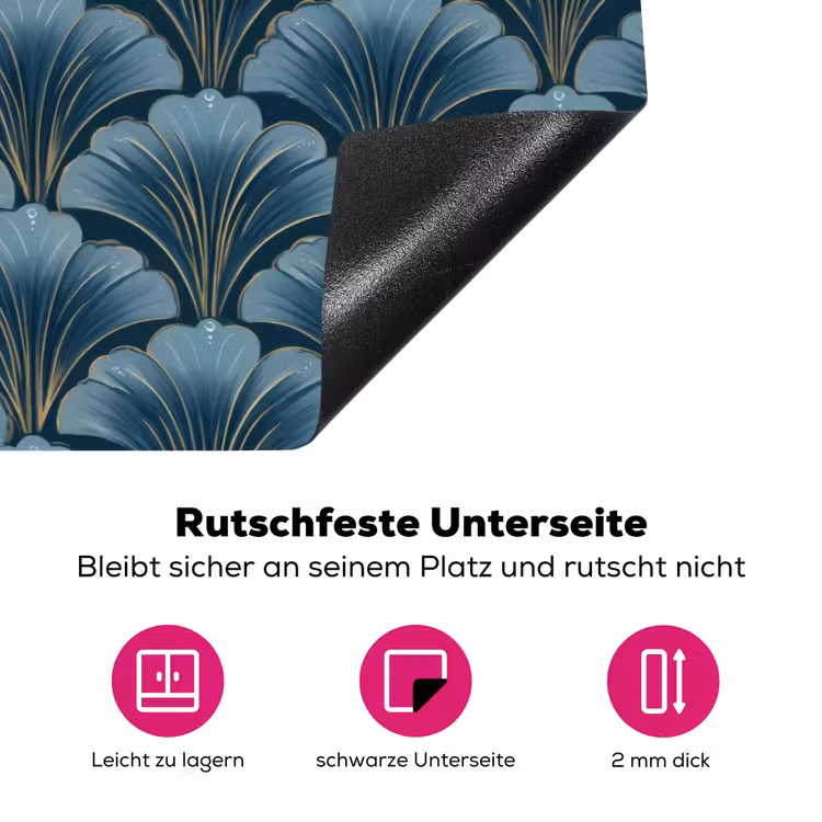 Patroon - Ginkgoblad - Blauw Inductie beschermer vinyl 3mm klein 276 -zzzzzzz-lf-onderkant