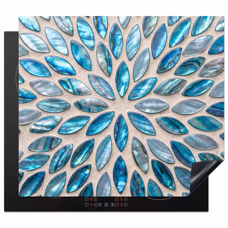 Patroon - Glans - Abstract - Blauw - Decoratie Inductie beschermer vinyl 3mm middel -3d