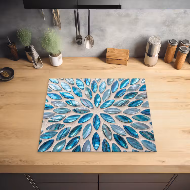 Patroon - Glans - Abstract - Blauw - Decoratie Inductie beschermer vinyl 3mm middel -sfeer5