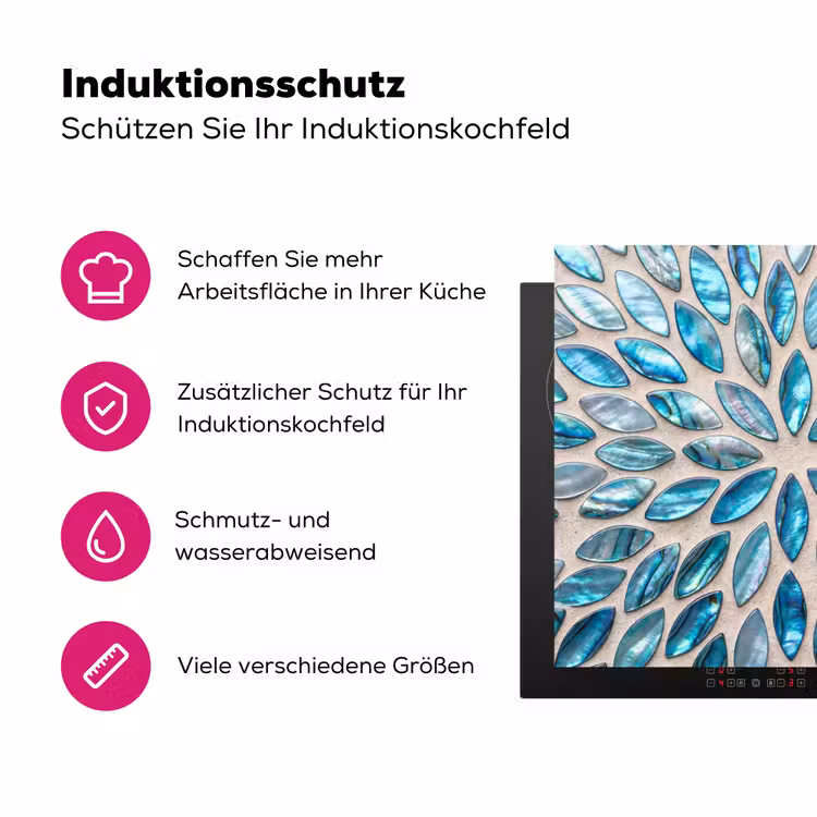 Patroon - Glans - Abstract - Blauw - Decoratie Inductie beschermer vinyl 3mm middel -zzzzzzz-lf-ups