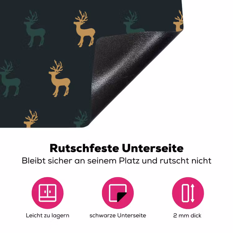 Patroon - Groen - Herten Inductie beschermer vinyl 3mm klein 276 -zzzzzzz-lf-onderkant