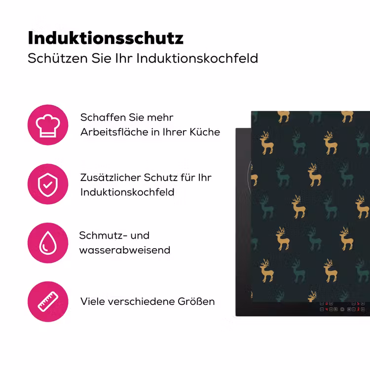 Patroon - Groen - Herten Inductie beschermer vinyl 3mm klein 276 -zzzzzzz-lf-ups
