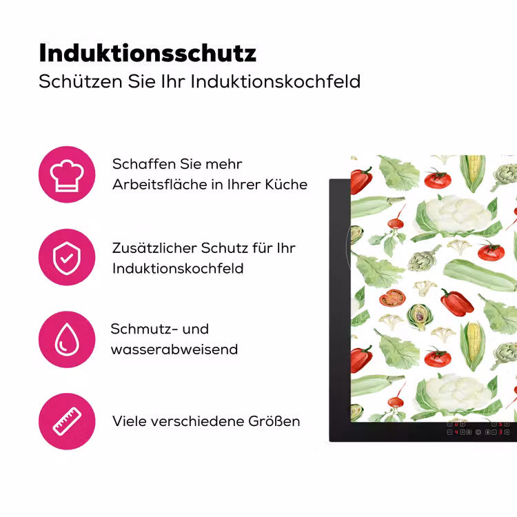 Patroon - Groen - Rood - Groente Inductie beschermer vinyl 3mm klein 276 -zzzzzzz-lf-ups