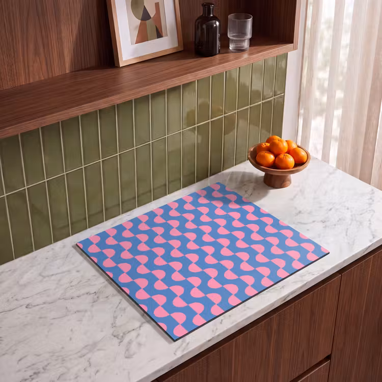 Patroon - Halve cirkels - Abstract - Modern - Roze - Blauw Inductie beschermer vinyl 3mm middel -sfeer8