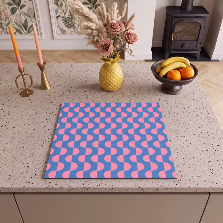 Patroon - Halve cirkels - Abstract - Modern - Roze - Blauw Inductie beschermer vinyl 3mm middel -sfeer3