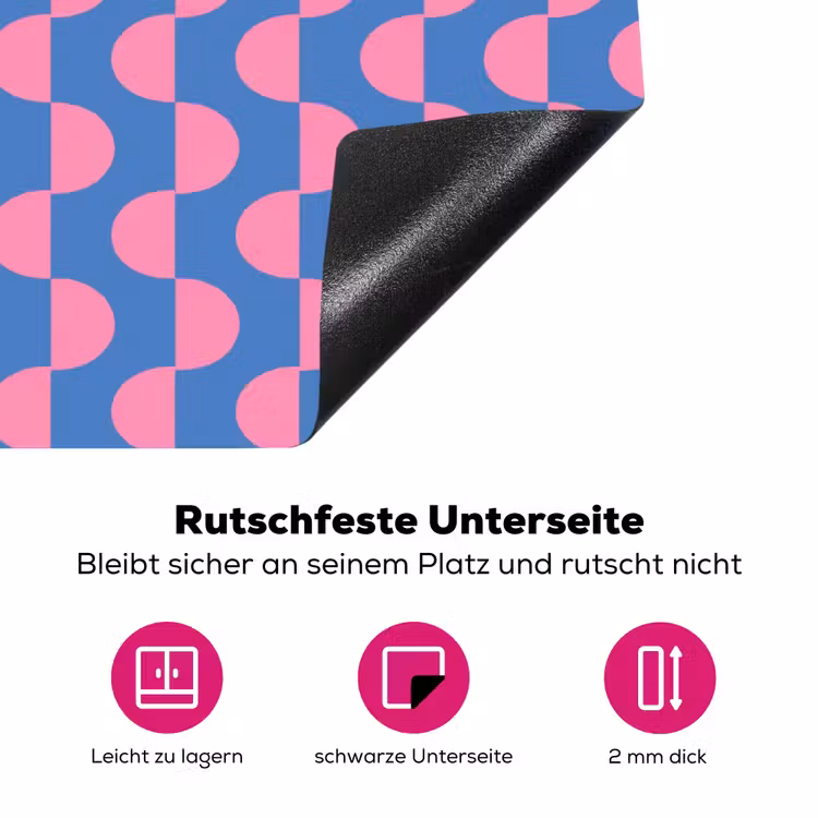 Patroon - Halve cirkels - Abstract - Modern - Roze - Blauw Inductie beschermer vinyl 3mm middel -zzzzzzz-lf-onderkant