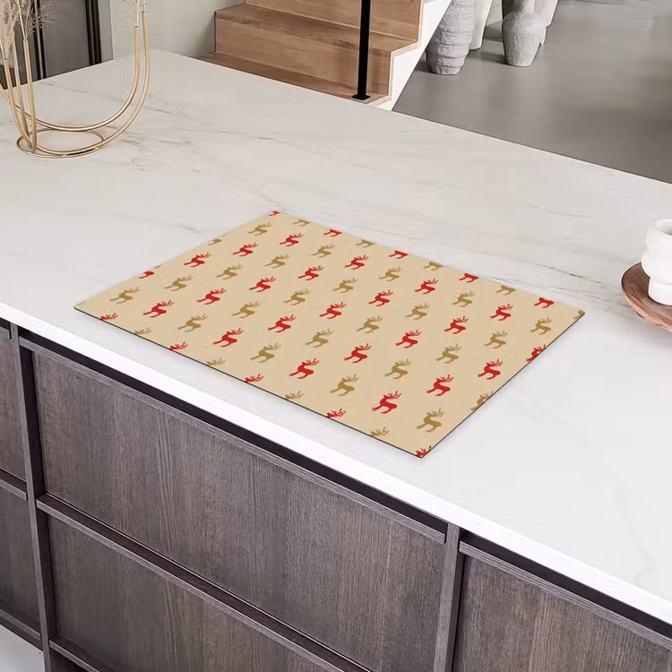 Patroon - Herten - Beige Inductie beschermer vinyl 3mm klein 276 -sfeer8
