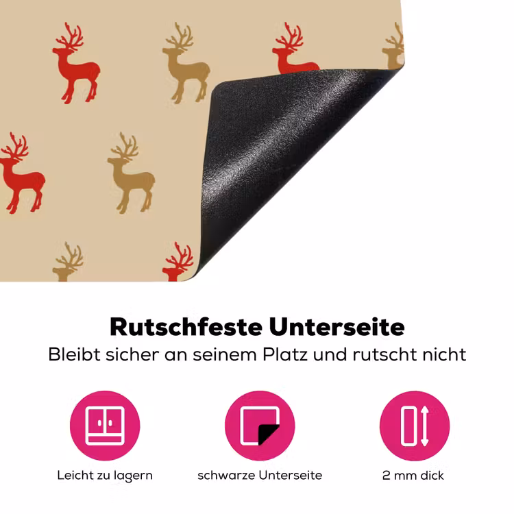 Patroon - Herten - Beige Inductie beschermer vinyl 3mm klein 276 -zzzzzzz-lf-onderkant