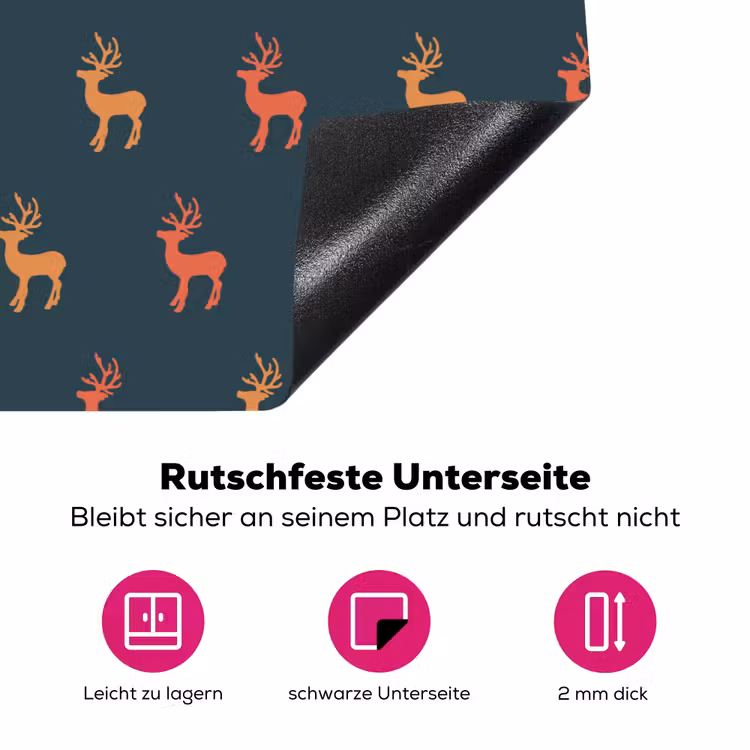 Patroon - Herten - Blauw Inductie beschermer vinyl 3mm klein 276 -zzzzzzz-lf-onderkant