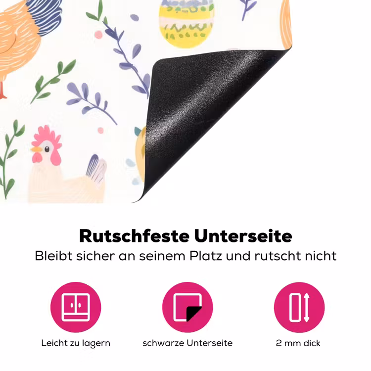Patroon - Kip - Paaseieren Inductie beschermer vinyl 3mm klein -zzzzzzz-lf-onderkant