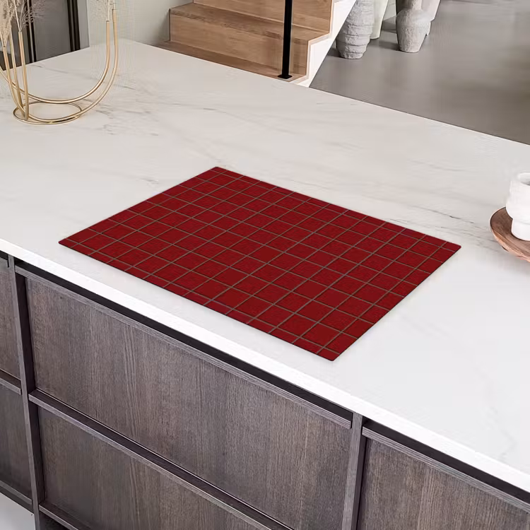 Patroon - Tegels - Burgundy Inductie beschermer vinyl 3mm klein 276 -sfeer8