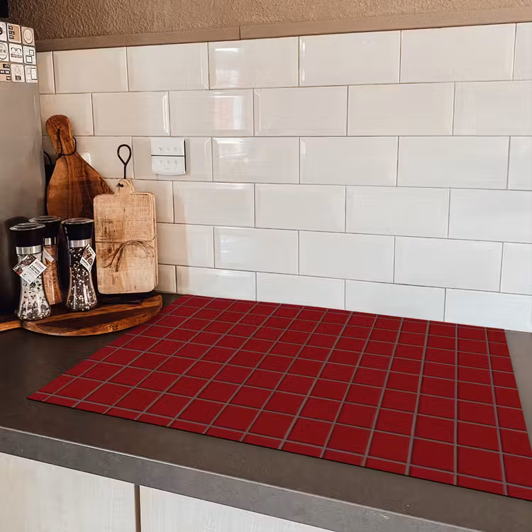 Patroon - Tegels - Burgundy Inductie beschermer vinyl 3mm klein 276 -sfeer3