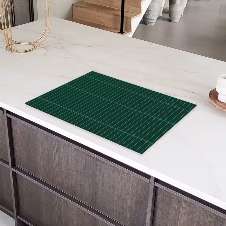 Patroon - Tegels - Donkergroen Inductie beschermer vinyl 3mm klein 276 -sfeer8