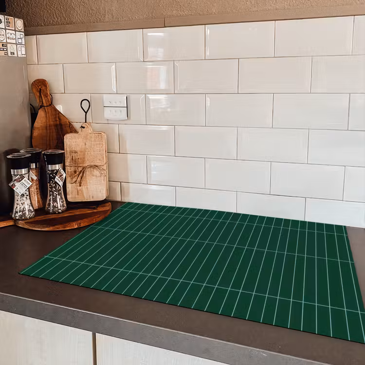 Patroon - Tegels - Donkergroen Inductie beschermer vinyl 3mm klein 276 -sfeer3