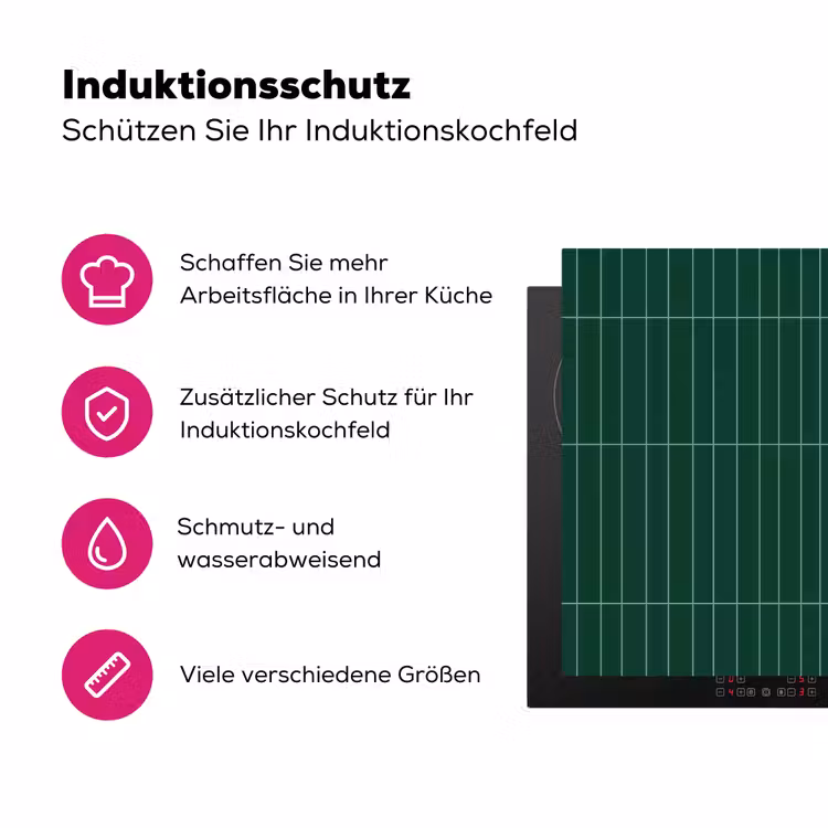 Patroon - Tegels - Donkergroen Inductie beschermer vinyl 3mm klein 276 -zzzzzzz-lf-ups