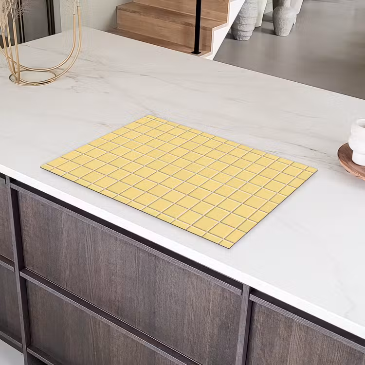 Patroon - Tegels - Geel Inductie beschermer vinyl 3mm klein 276 -sfeer8