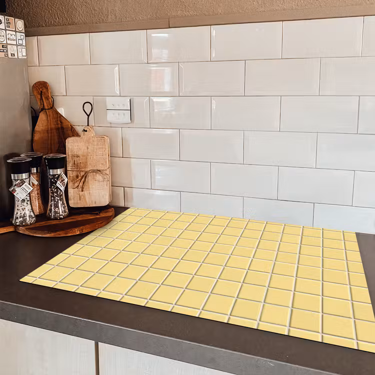 Patroon - Tegels - Geel Inductie beschermer vinyl 3mm klein 276 -sfeer3