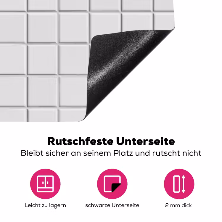 Patroon - Tegels - Grijs - Wit Inductie beschermer vinyl 3mm klein 276 -zzzzzzz-lf-onderkant