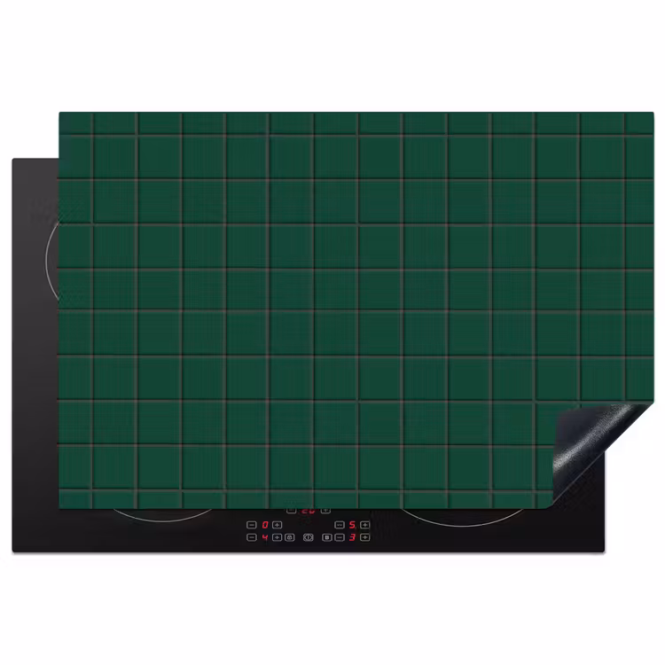 Patroon - Tegels - Dennen - Groen Inductie beschermer vinyl 3mm klein 276 -3d