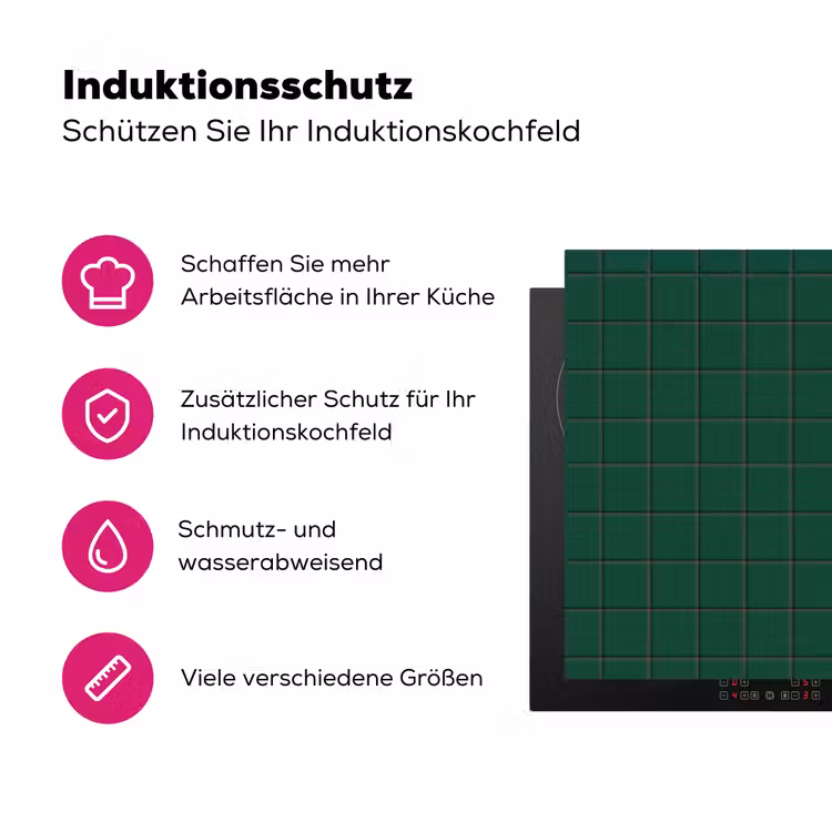 Patroon - Tegels - Dennen - Groen Inductie beschermer vinyl 3mm klein 276 -zzzzzzz-lf-ups