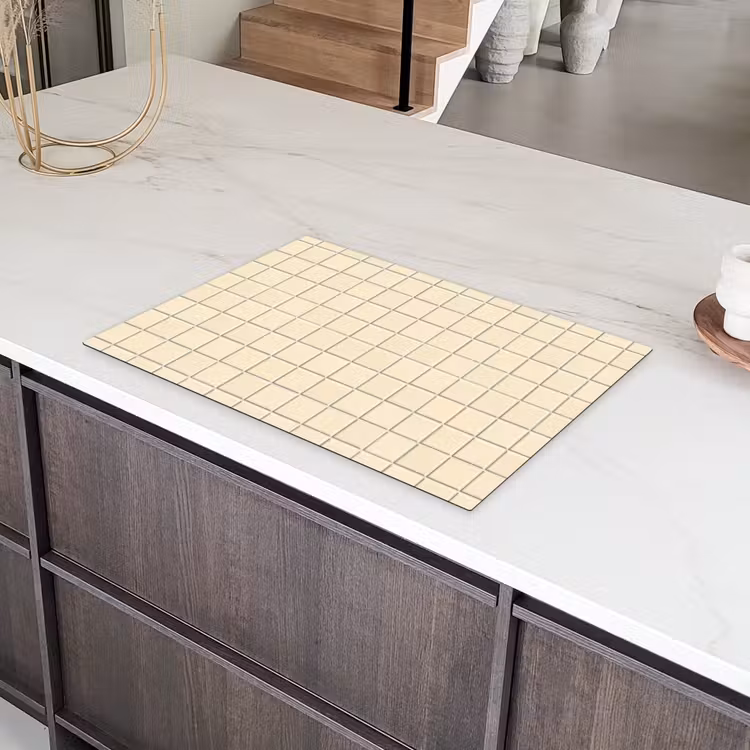 Patroon - Tegels - Gebroken - Wit Inductie beschermer vinyl 3mm klein 276 -sfeer8