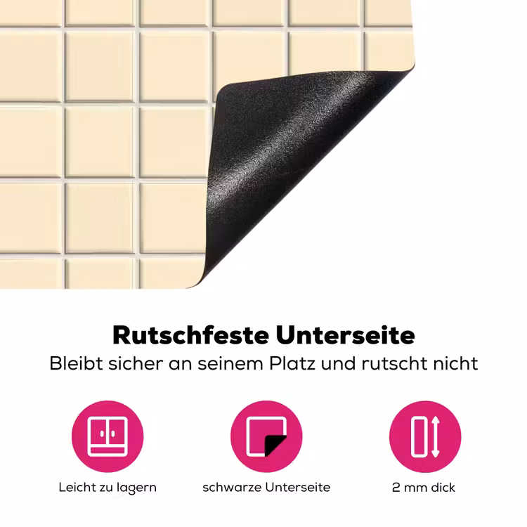 Patroon - Tegels - Gebroken - Wit Inductie beschermer vinyl 3mm klein 276 -zzzzzzz-lf-onderkant