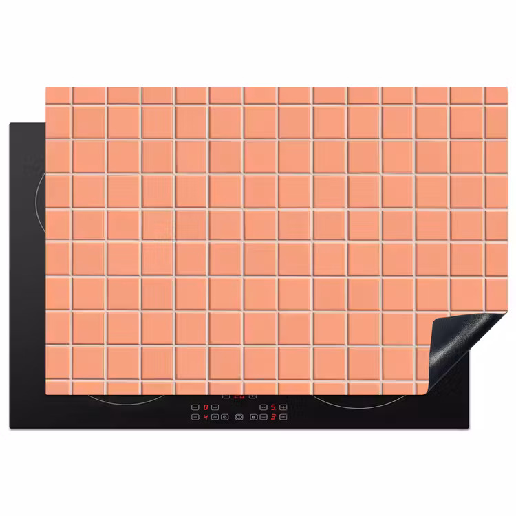 Patroon - Tegels - Perzik Inductie beschermer vinyl 3mm klein 276 -3d