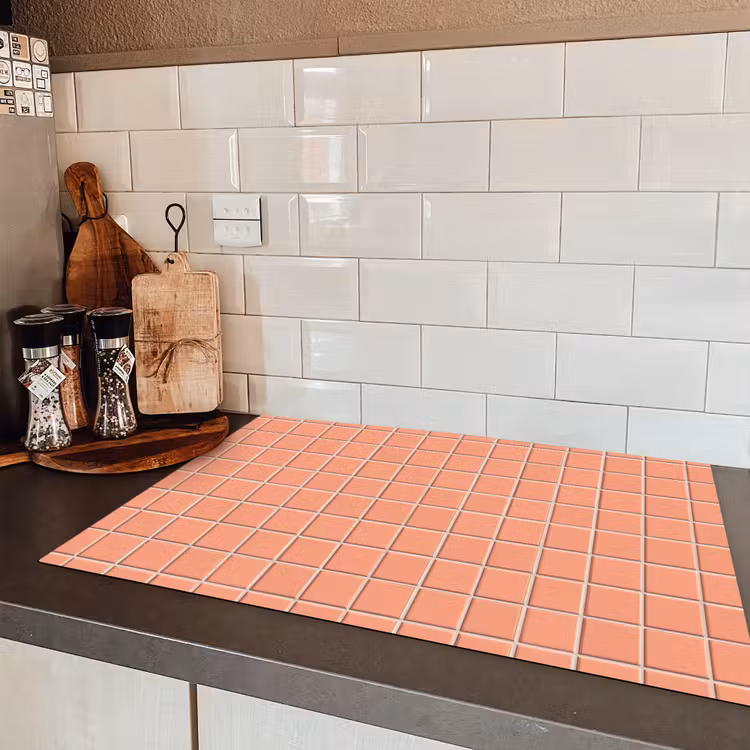 Patroon - Tegels - Perzik Inductie beschermer vinyl 3mm klein 276 -sfeer3