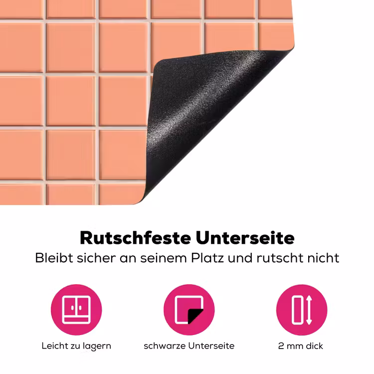 Patroon - Tegels - Perzik Inductie beschermer vinyl 3mm klein 276 -zzzzzzz-lf-onderkant