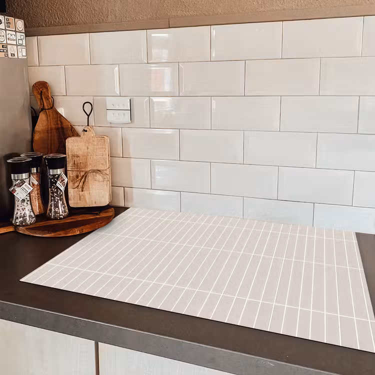 Patroon - Tegels - Zand Inductie beschermer vinyl 3mm klein 276 -sfeer3