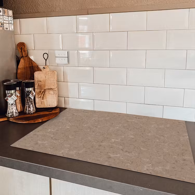 Patroon - Kalksteen - Beige Inductie beschermer vinyl 3mm klein 276 -sfeer3