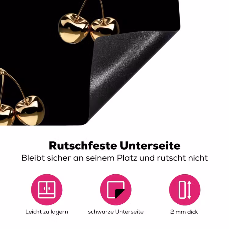 Patroon - Kersen - Goud - Chrome Inductie beschermer vinyl 3mm klein -zzzzzzz-lf-onderkant