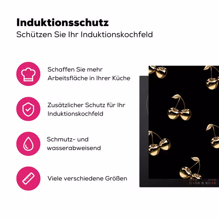Patroon - Kersen - Goud - Chrome Inductie beschermer vinyl 3mm klein -zzzzzzz-lf-ups