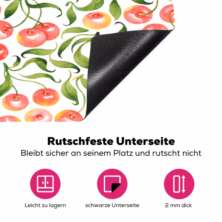 Patroon - Kersen - Wit Inductie beschermer vinyl 3mm klein 276 -zzzzzzz-lf-onderkant