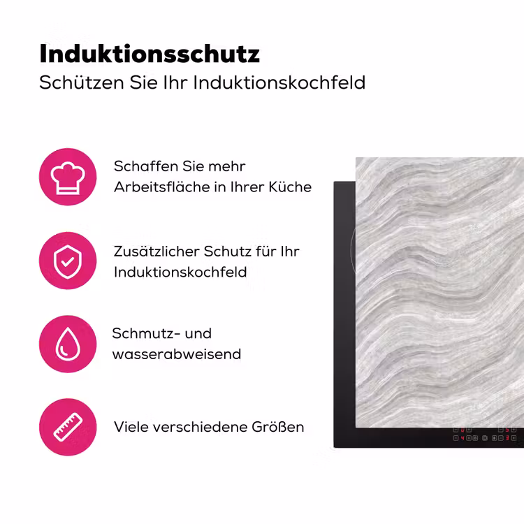 Patroon - Helder - Wit - Grijs Inductie beschermer vinyl 3mm klein 276 -zzzzzzz-lf-ups