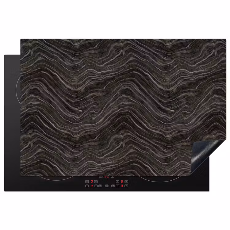 Patroon - Contrast - Antraciet Inductie beschermer vinyl 3mm klein 276 -3d