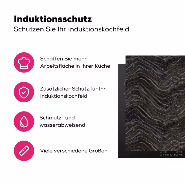 Patroon - Contrast - Antraciet Inductie beschermer vinyl 3mm klein 276 -zzzzzzz-lf-ups