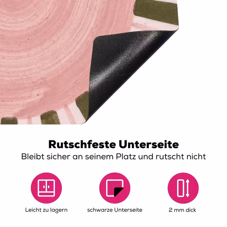 Patroon - Cirkel - Stralen - Abstract - Roze Inductie beschermer vinyl 3mm middel -zzzzzzz-lf-onderkant