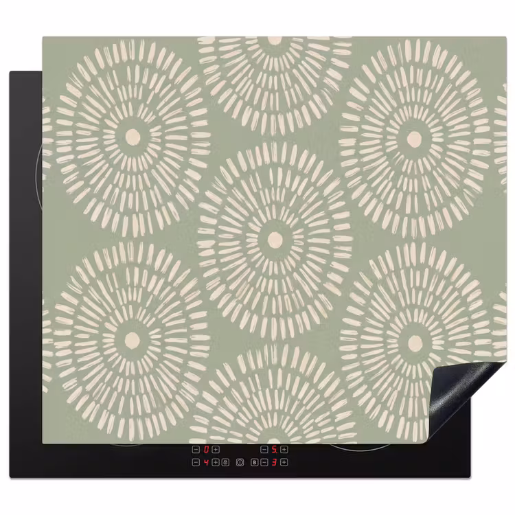 Patroon - Cirkels - Abstract - Modern - Groen Inductie beschermer vinyl 3mm middel -3d