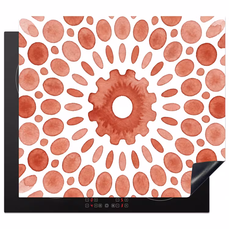 Patroon - Cirkels - Abstract - Modern - Rood Inductie beschermer vinyl 3mm middel -3d