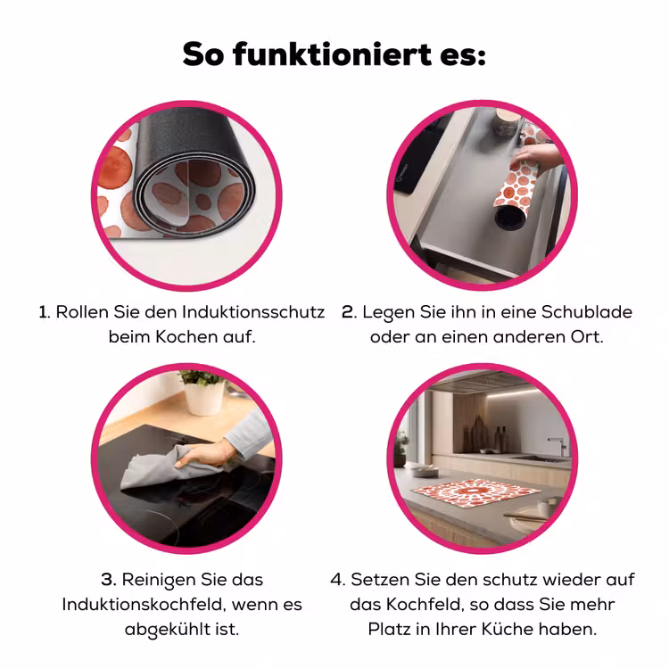 Patroon - Cirkels - Abstract - Modern - Rood Inductie beschermer vinyl 3mm middel -zzzzzzz-lf-werking