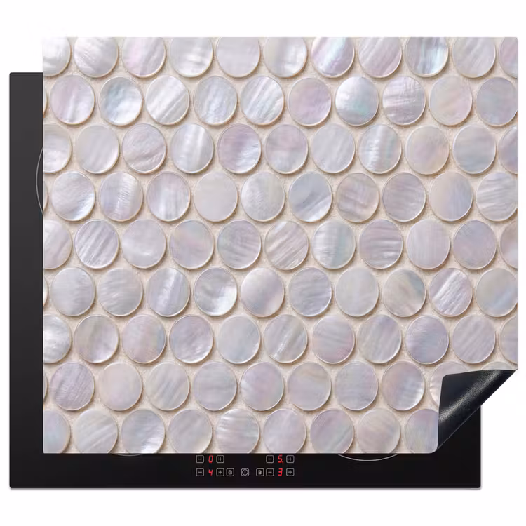 Patroon - Cirkels - Abstract - Modern - Wit Inductie beschermer vinyl 3mm middel -3d