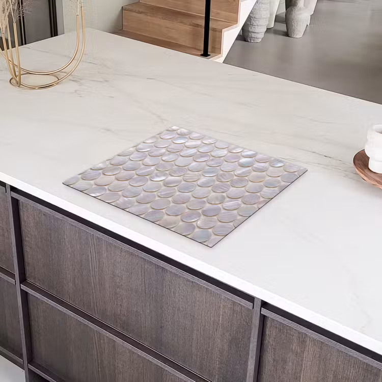 Patroon - Cirkels - Abstract - Modern - Wit Inductie beschermer vinyl 3mm middel -sfeer8