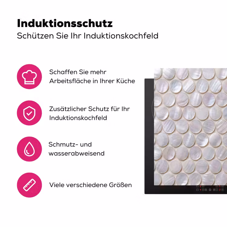 Patroon - Cirkels - Abstract - Modern - Wit Inductie beschermer vinyl 3mm middel -zzzzzzz-lf-ups