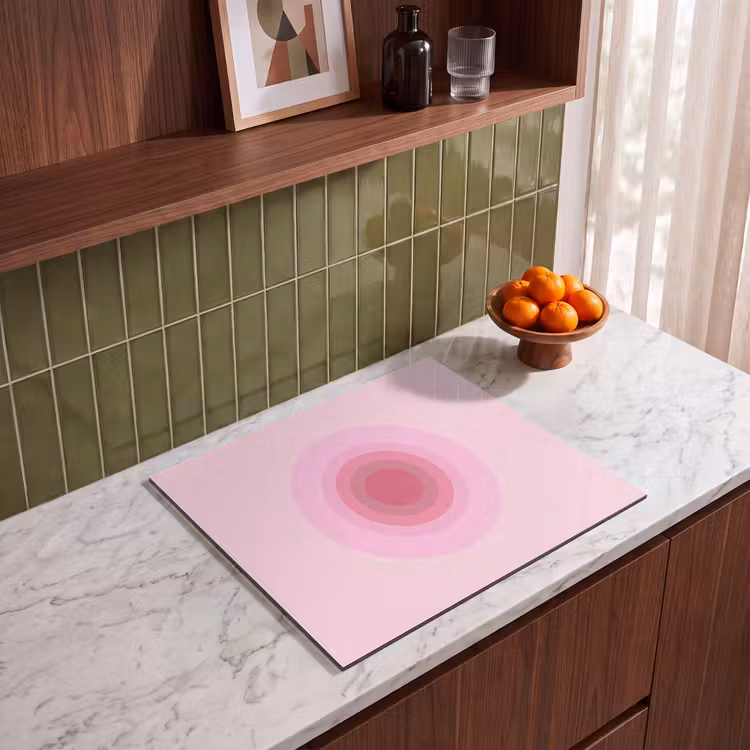 Patroon - Cirkels - Abstract - Roze - Modern Inductie beschermer vinyl 3mm middel -sfeer8