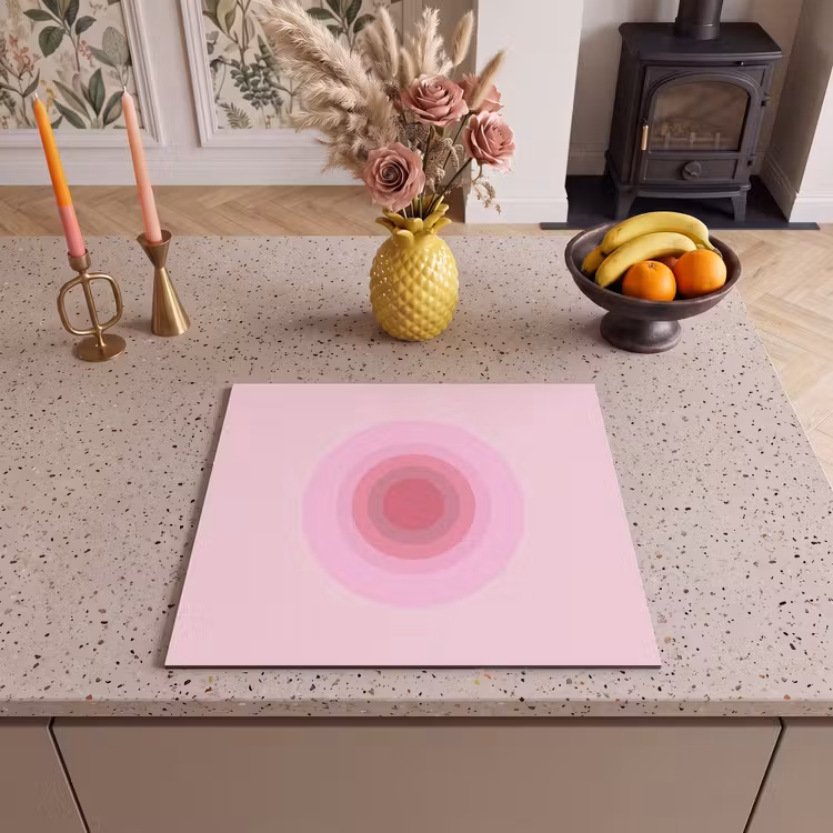 Patroon - Cirkels - Abstract - Roze - Modern Inductie beschermer vinyl 3mm middel -sfeer3