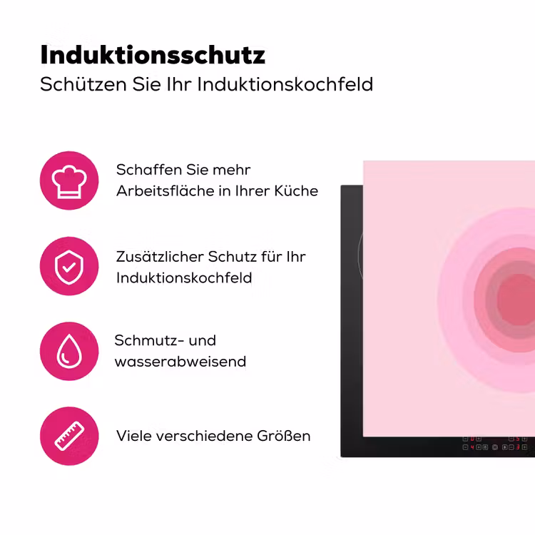 Patroon - Cirkels - Abstract - Roze - Modern Inductie beschermer vinyl 3mm middel -zzzzzzz-lf-ups