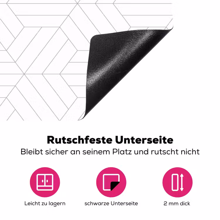 Patroon - Lijn - Design - Zwart - Wit Inductie beschermer vinyl 3mm klein 276 -zzzzzzz-lf-onderkant