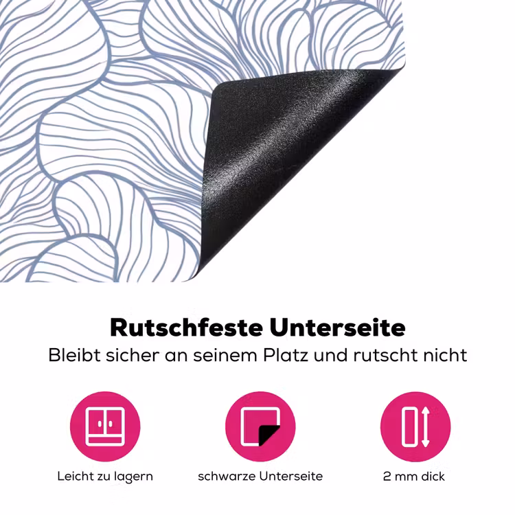 Patroon - Lijnen - Organisch - Abstract - Blauw Inductie beschermer vinyl 3mm klein -zzzzzzz-lf-onderkant